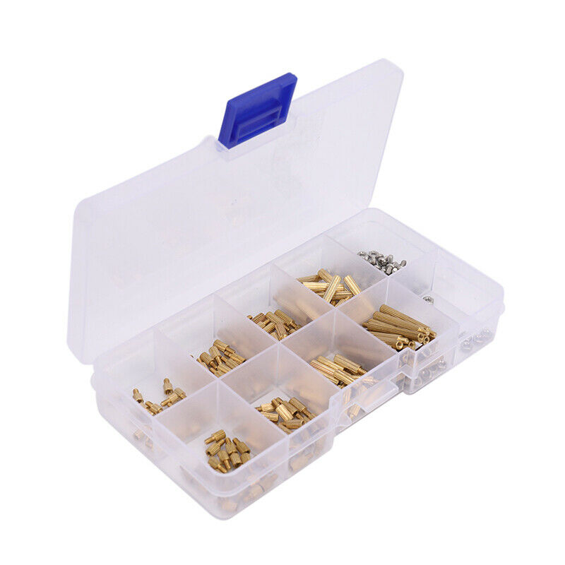 260PCS/M2 PCB Threaded Brass Male Female Standoff Spacer Board Hex Screws NuBDA
