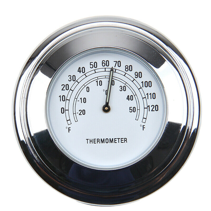 Universal 1" 7/8 Chrome Thermometer For Motorcycle Motocross ATV Billet Aluminum