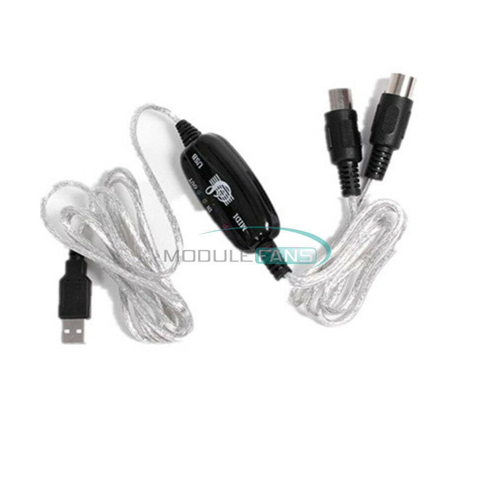 USB IN-OUT Interface Cable Converter PC to Music Keyboard Adapter MIDI Cord MF