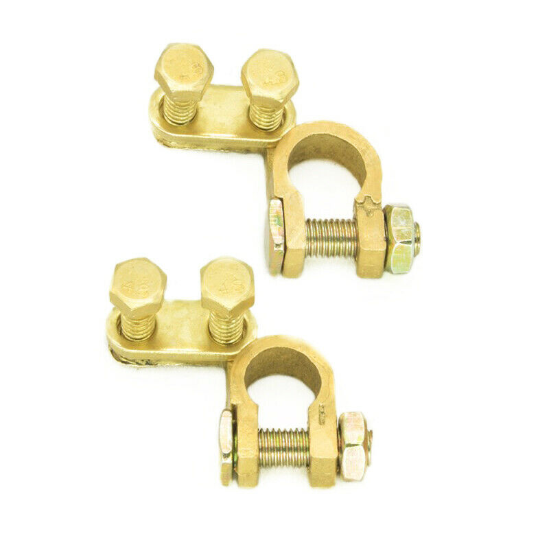 Pair M8 Pure Brass Battery Top Post Cable Terminal Wire Clamp Isolators Car Boat