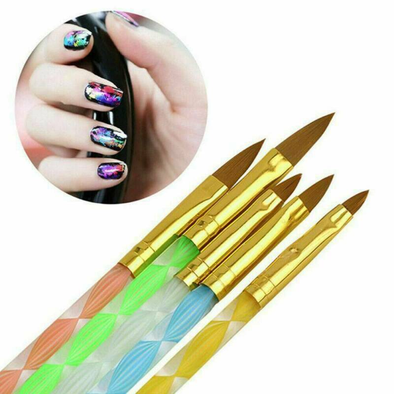 5pcs Nail Art Brushes Set UV Gel Acrylic Tips Polish Beauty Manicure Pen Tools !