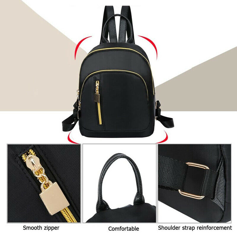 Women Backpack Black Trendy Small Travel School Nylon Handbag Shoulder Bag New