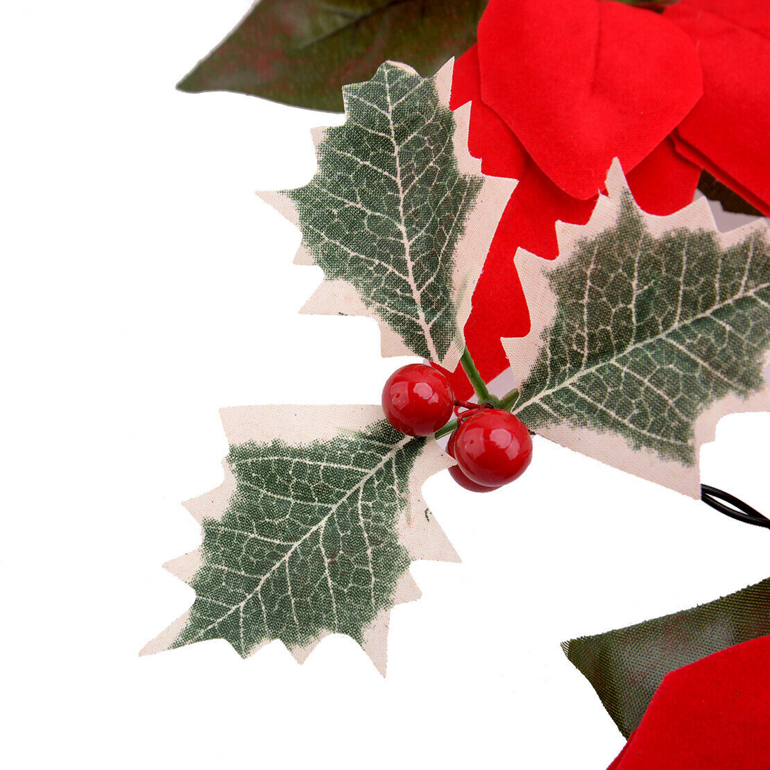 LED Christmas Poinsettia Lights Lamp Battery Garden Fairy String Party Decor