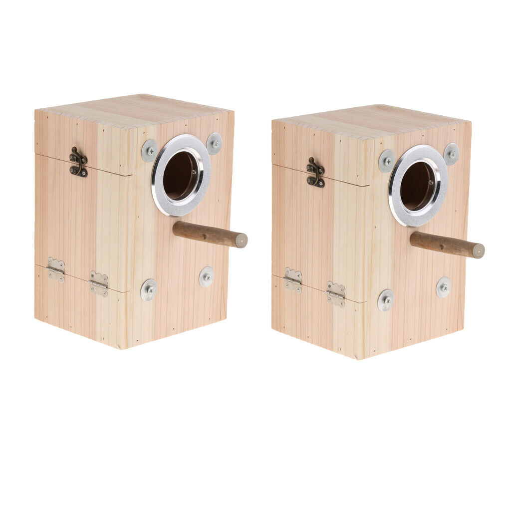 2x Birdhouse, Wooden Bird House, Parrot Breeding Nest Nesting Box Small Animal