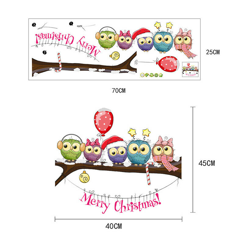 New Year Window Stickers Christmas Decoration Owl On A Tree Branch Wall SticBDA