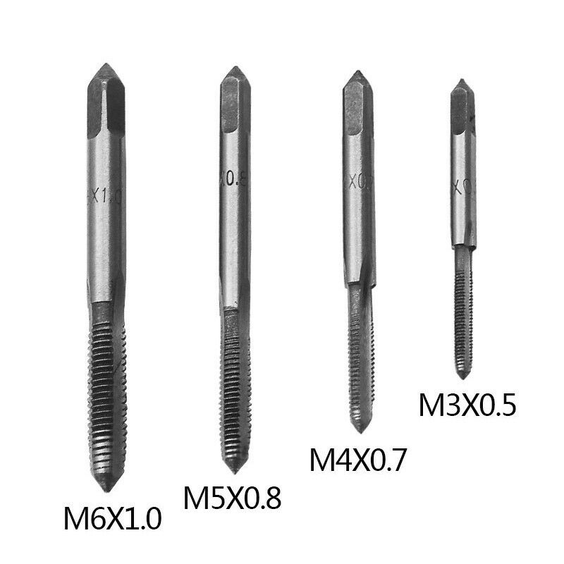 9 Pieces Set Tap and Die Set M3-6T Type Hand Alloy Steel 4 Taps 4 Twist Drills
