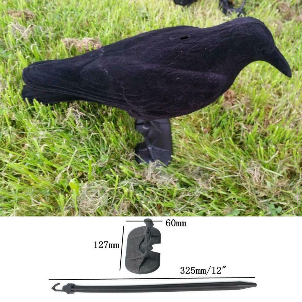 Garden Flocked Jet Black Crow Full Body Decoy for Hunting
