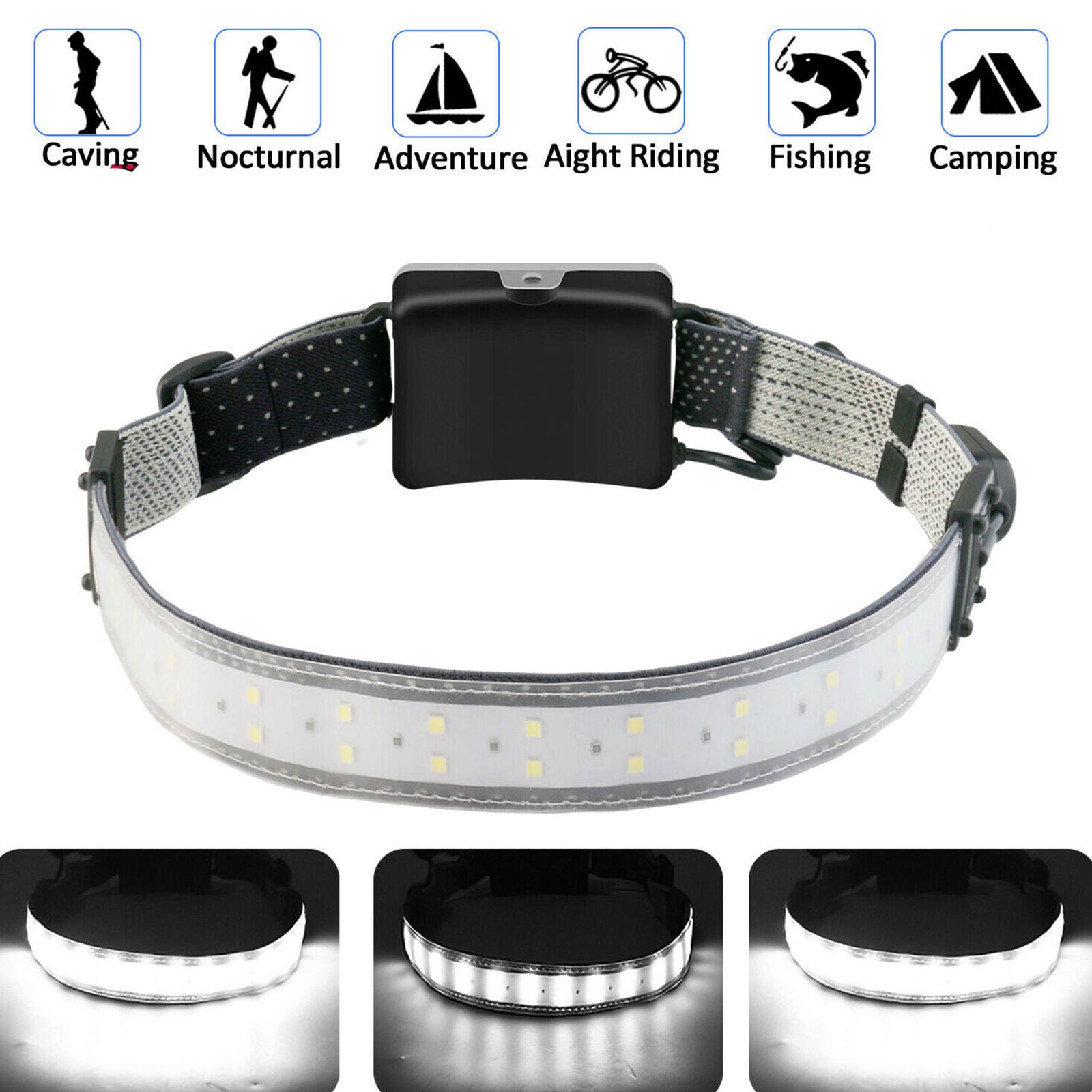 LED Headlamp Flashlight Head Torch Light 3 Mode Adjustable Head Lamp Waterproof