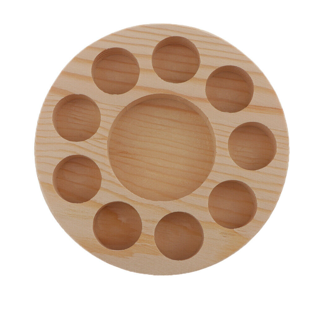 4Sets Round Wood Essential Oil Case Display Stand Storage Organizer Rack 10Slot