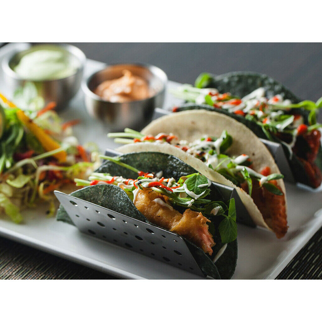 Taco Shell Holder Tortilla Stand Rack Stainless Steel Tray Holds 2-3 Tacos