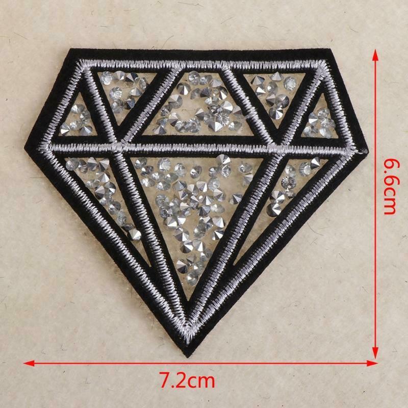 2PCS Hot Drilling Diamond Parches Embroidered Iron on Patches for Clothing DIY