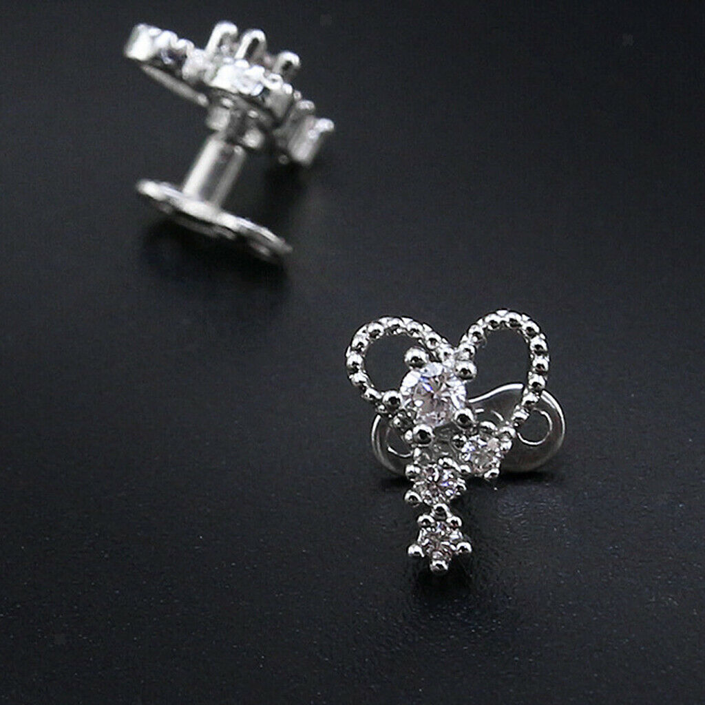 2pcs Dermal Anchor Tops and Base Titanium Steel Piercing Jewelry Heart 2
