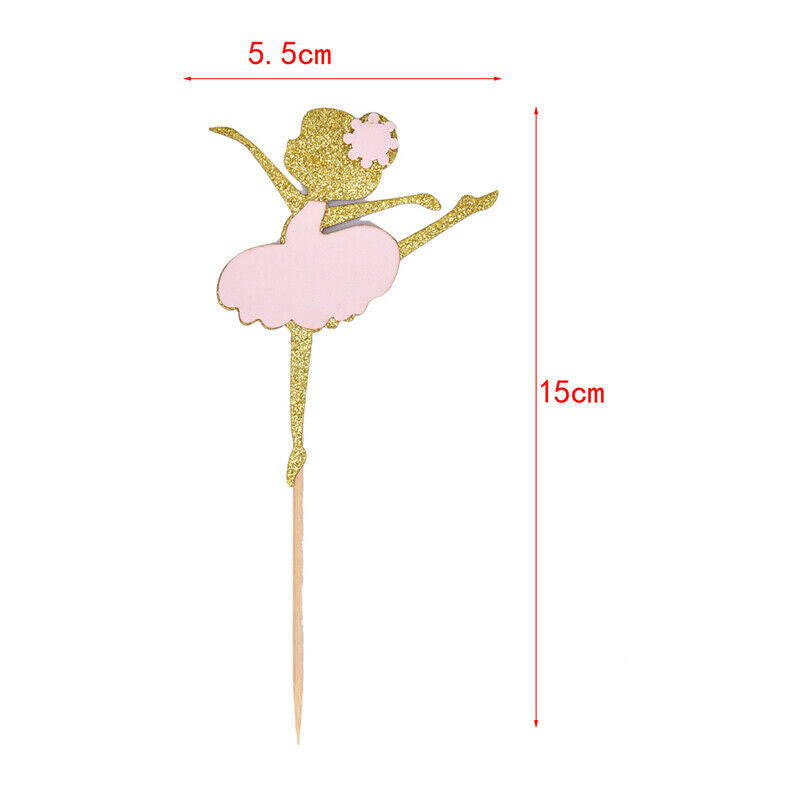 10PCS Pink Skirt Girl Cake Toppers Party Cupcake Flag Cake Decorations ForDEAU
