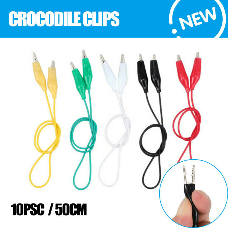 10x Electric Double Ended Alligator Crocodile Clips Test Lead Jumper Wires New
