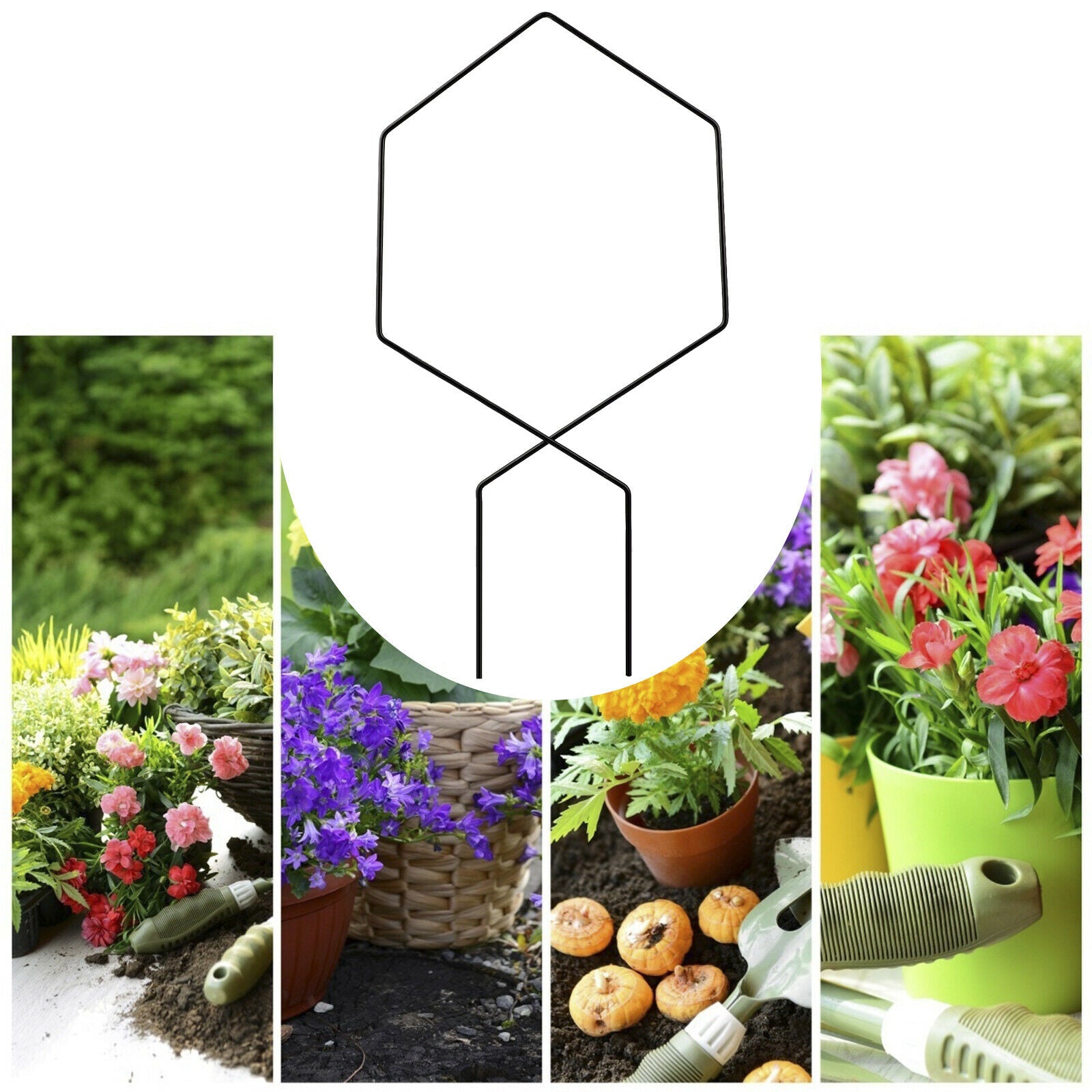 Climbing Flower Iron Bird Potted Plant Stand Black Durable Support Frame Decor