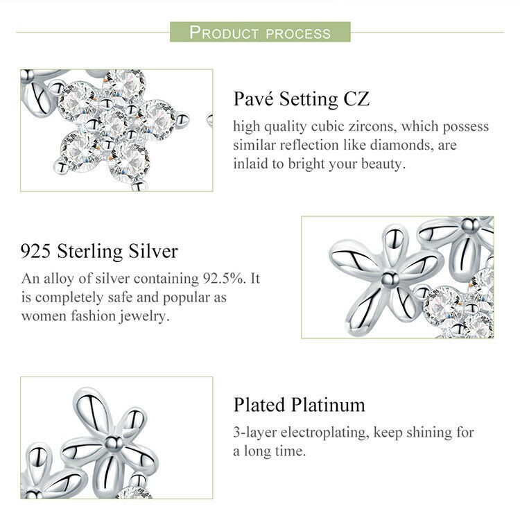 Women Authentic S925 Gypsophila Studs Earrings With Clear Cubic Zirconia Jewelry