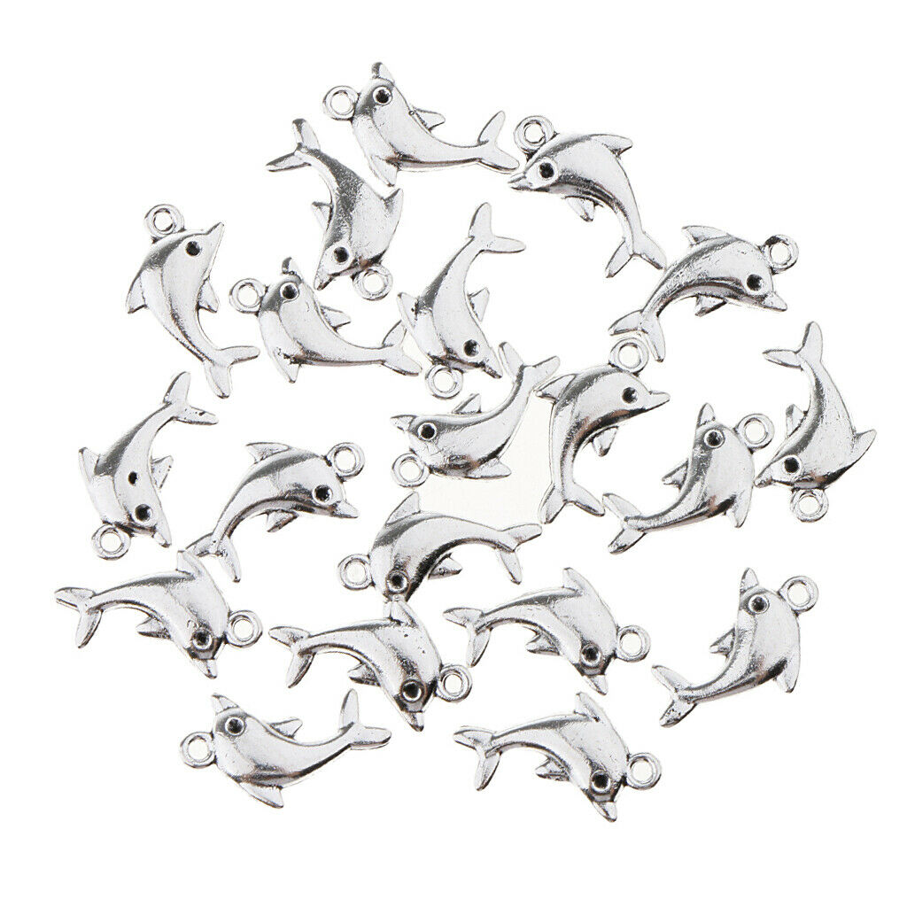 20x Nautical Charms Beach Themed Dolphin Pendant Beads for Making Bracelet