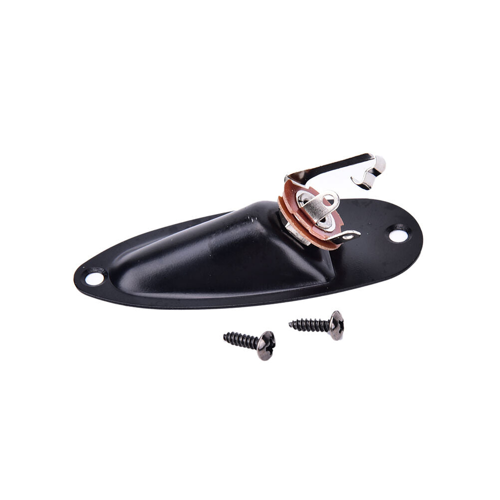 Black Boat Input Output Jack Plate Socket With Screws for Fender Strat Guitar DD