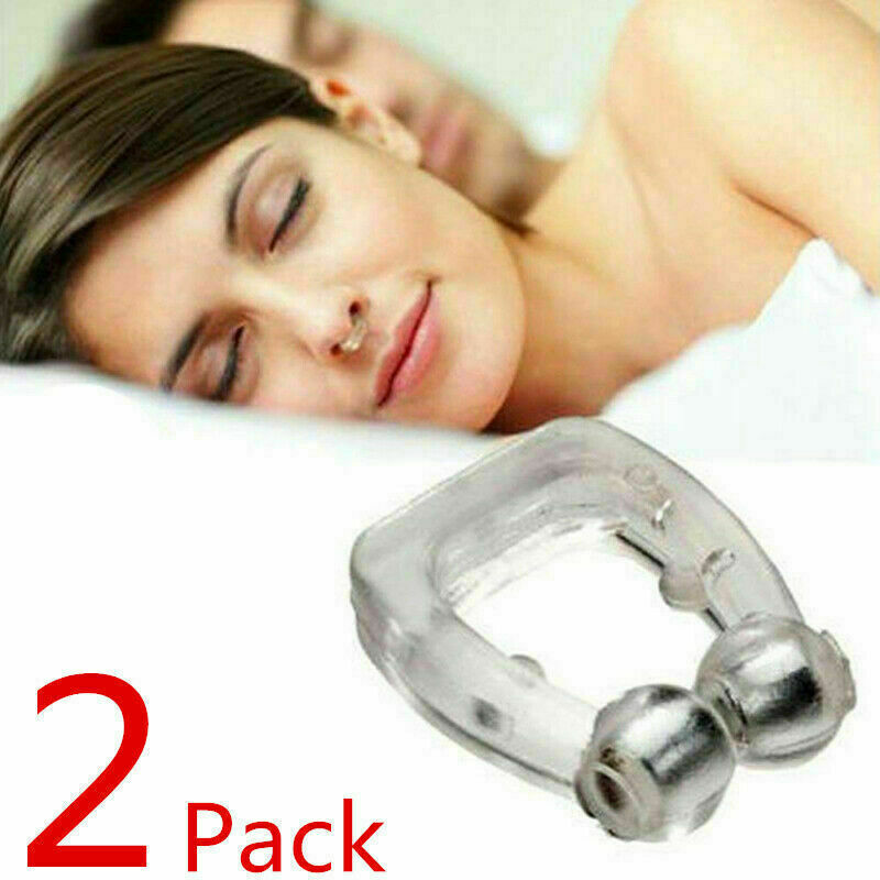 2x Silent Sleep Magnetic Silicon Snore Stopper Device Anti Snoring Nose Clip Aid