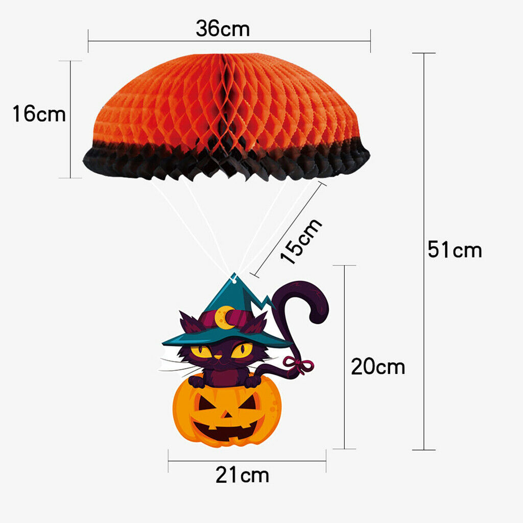 3X Halloween Paper Cutting Parachute Hanging Decorations Ornament for House