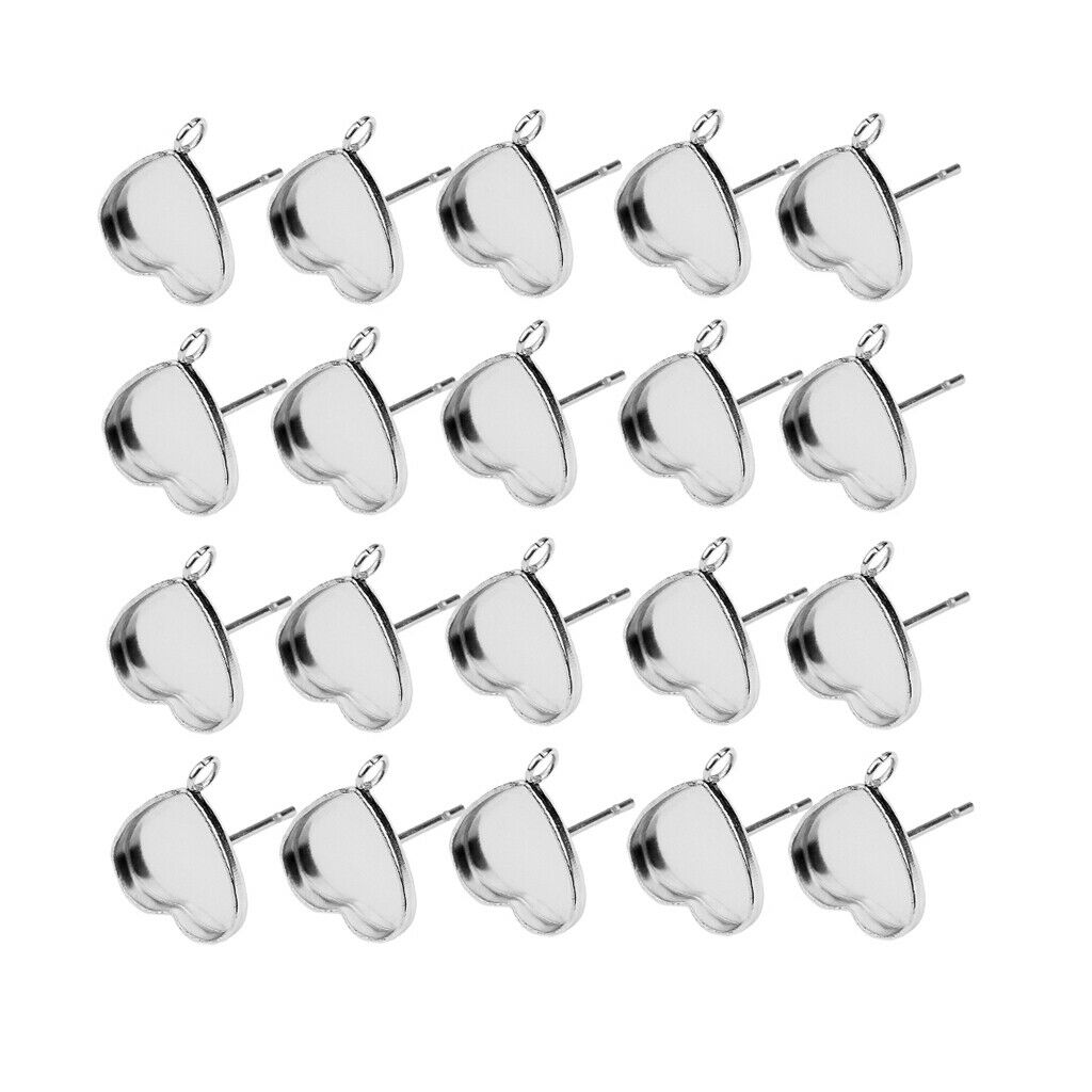 11mm Heart Shaped Bezel Ear Earring Stud Blank Base Post Earring Settings 20