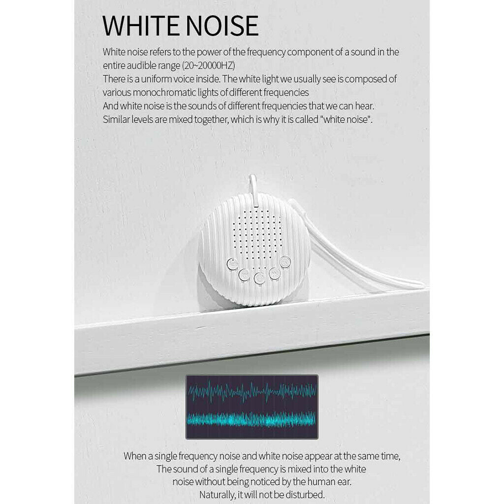 USB Rechargeable White Noise Machine Sound Sleep Aid Therapy Easy Sleeps White