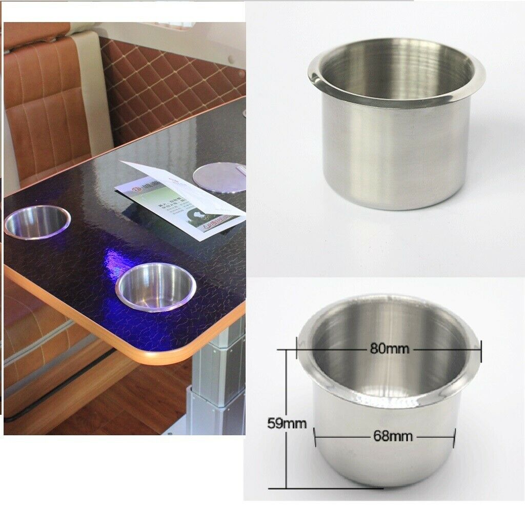 Chrome Polished Cup Drink Holder for Boat RV Game Table Trailer 68x55mm