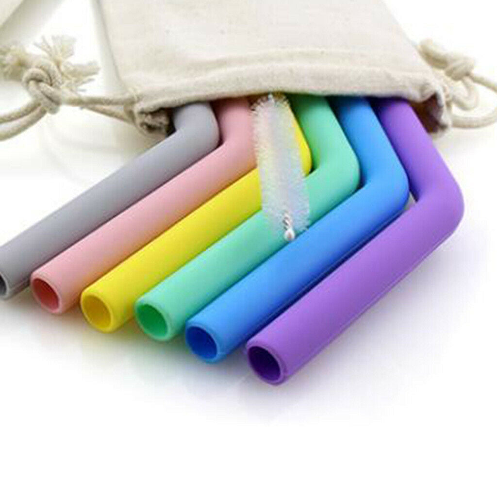 Silicone Straws Bent Stainless Steel Metal Cocktail Drinking Mixing Straw Curved