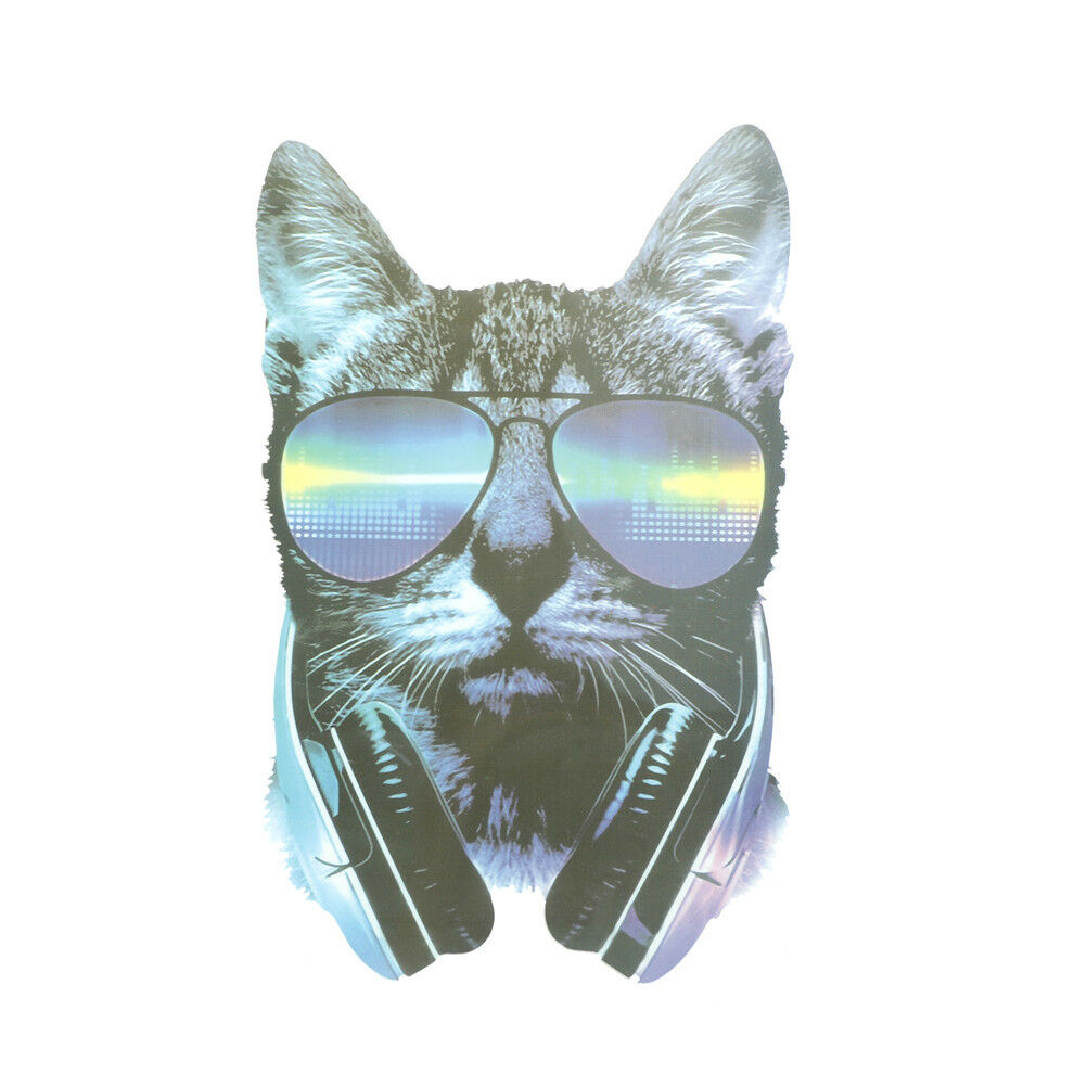 Music Cat Iron on Patches Washable Heat Transfer Stickers T-shirt Applique.l8