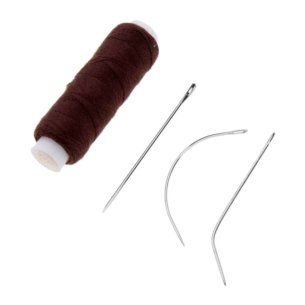 4 Pieces Hair Wigs Weaving Sewing Decor Thread with 12pcs I/C/J Needles Pins