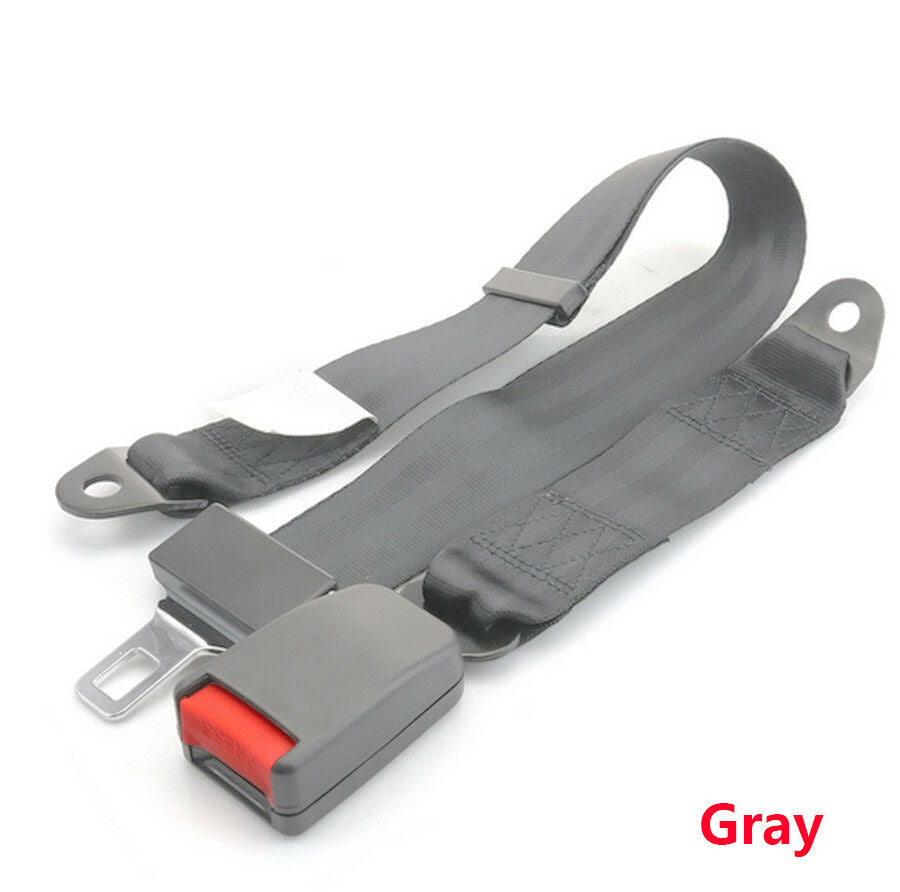 2 Point Gray Car Seat Safety Belt Longest Adjusted 125cm Strong Tensile Strength