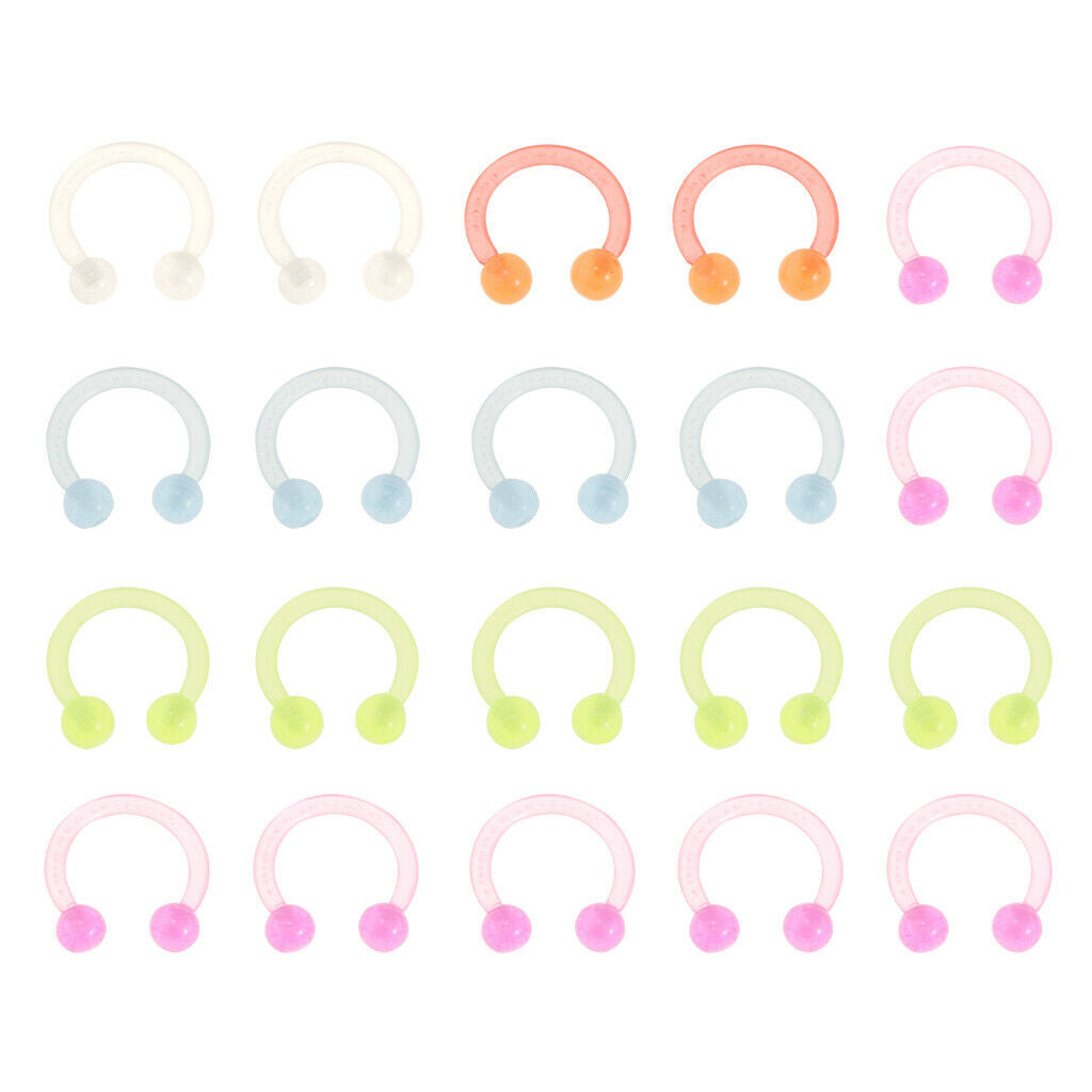 20pcs 14G Horseshoe Septum Lip Eyebrow Rings Helix Tragus Circular Jewelry