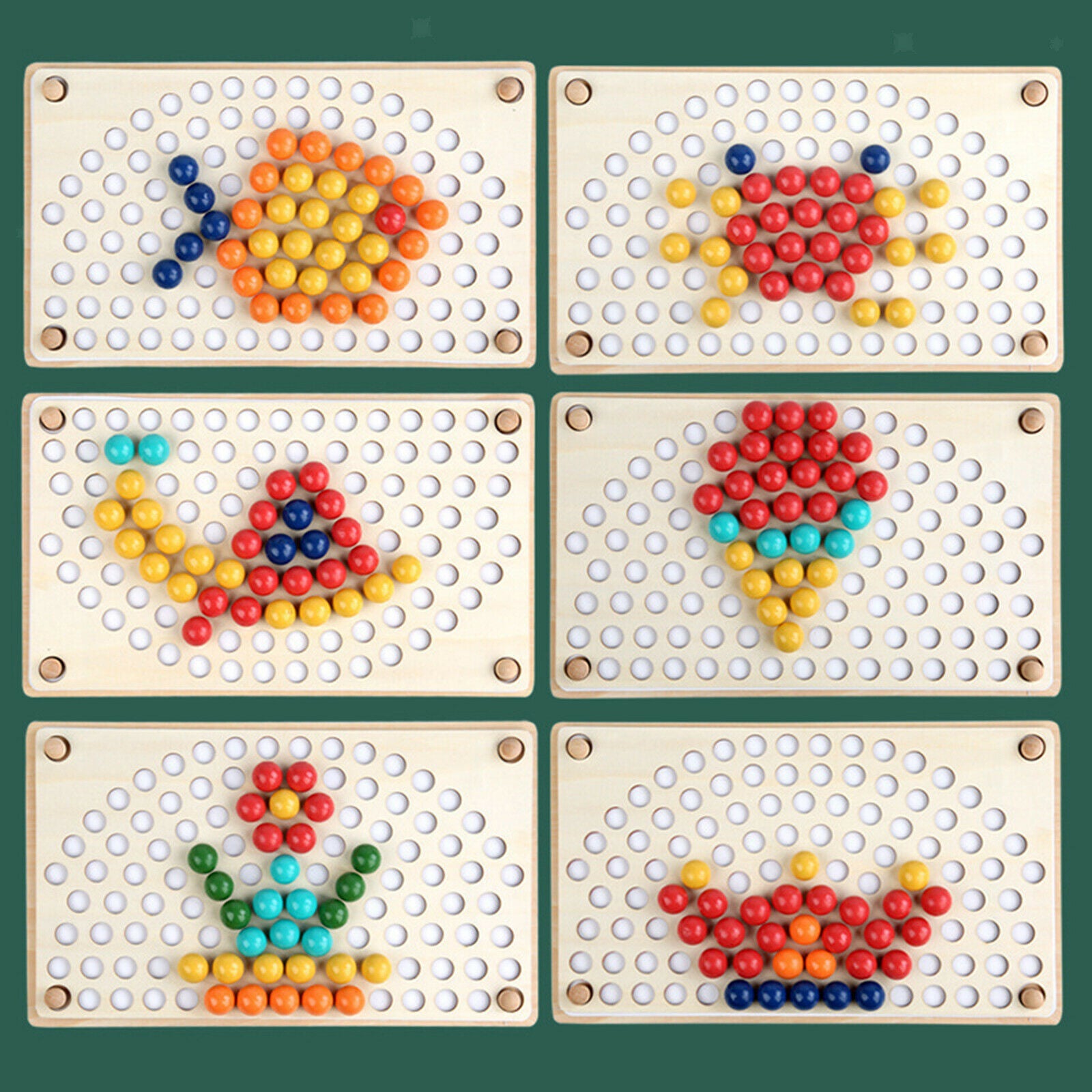 Rainbow Wooden Beading Game Puzzle Montessori Preschool Educational Toys Kids