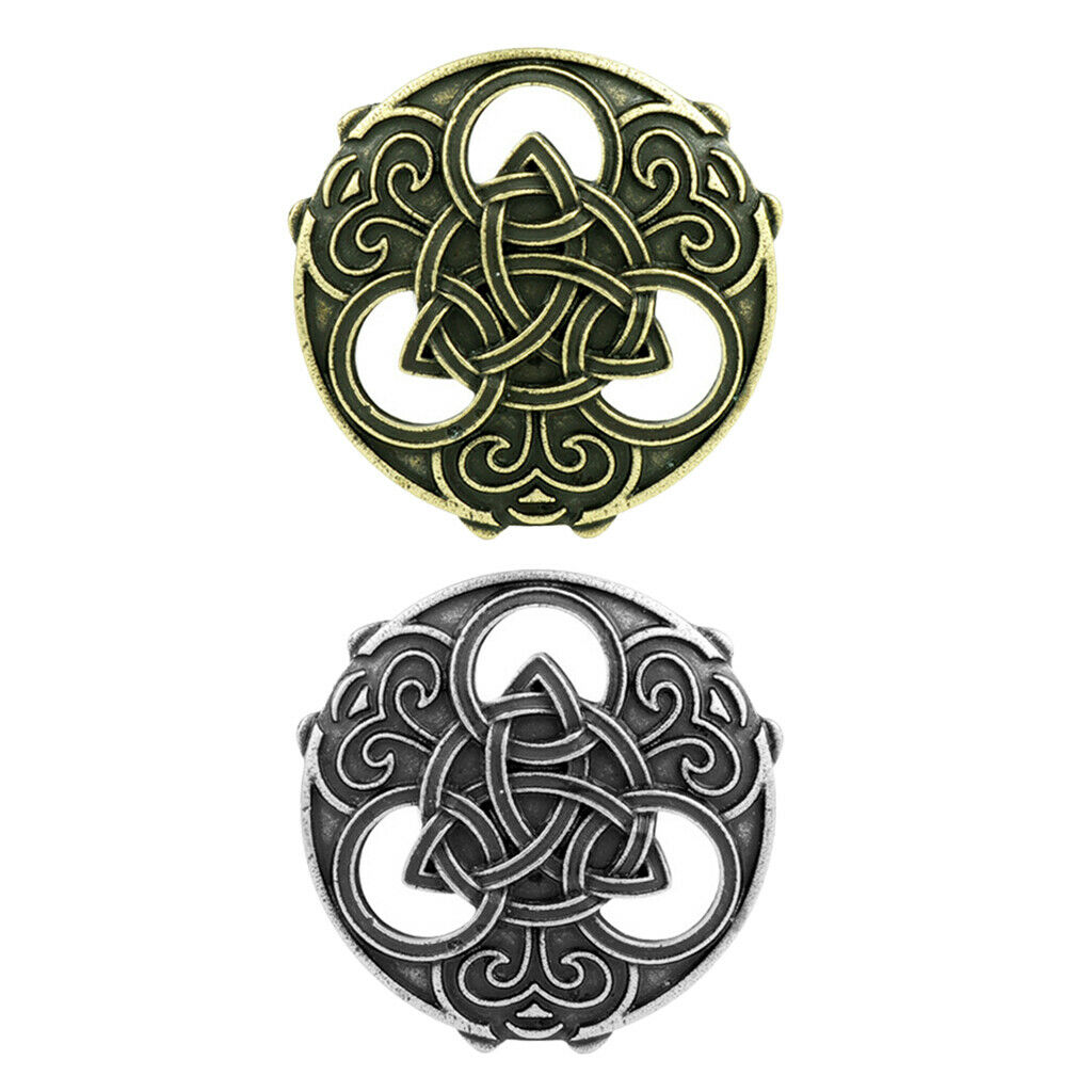 2 lot Retro Medieval Viking Nordic Brooch Cloak Collar Jewelry Clasp Badge