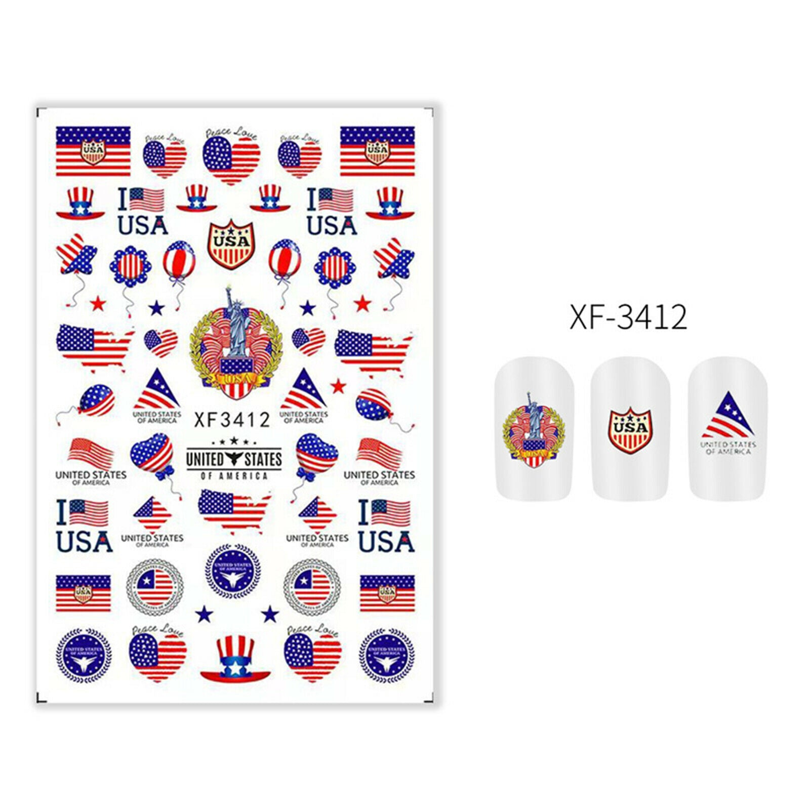 Girls Fingernails American Flag Nail Art Stickers Decals Manicure Supplies