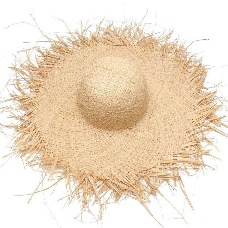 Women Straw Sun Hats Large Wide Brim Natural Raffia Panama Beach Caps Holida SJ