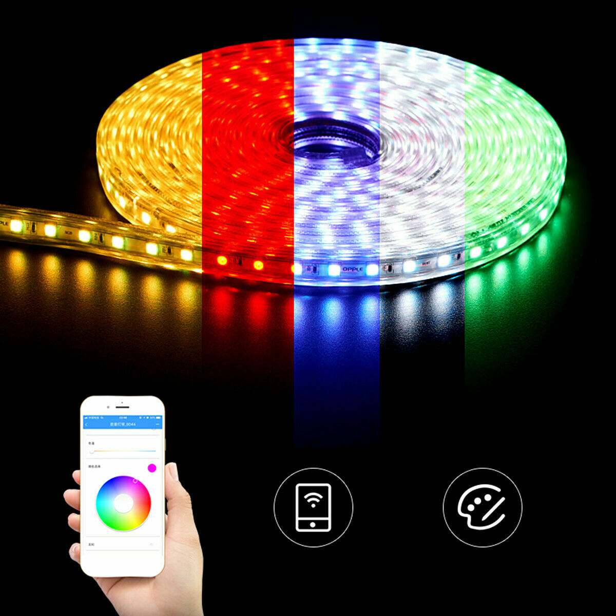 16.4ft 150LED Alexa Smart Home WIFI Wireless RGB Waterproof Strip Neon Light Kit
