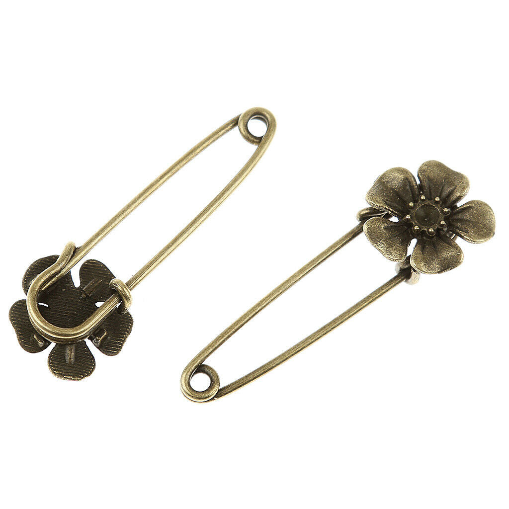10 Bronze Retro Alloy DIY Pin Scarf Brooches Crafts Jewelry 5-Petals-Shaped