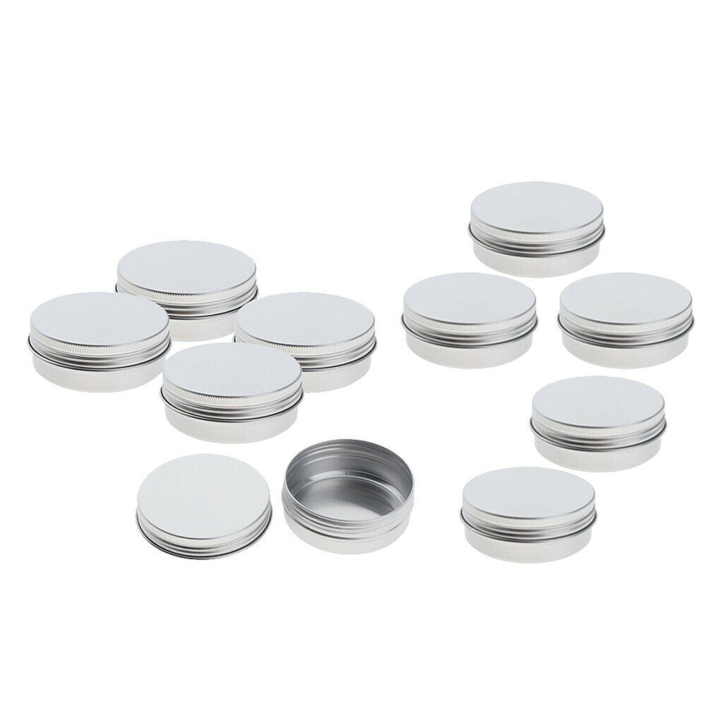 10x Empty Aluminum Tins Lip Balm Storage Jars Salves Containers Cans Case