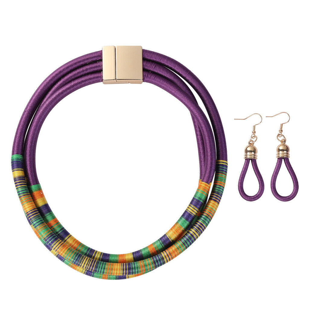 Multi Color Women Necklace Earring Kits Lady Fashion Jewelry Girl Gifts purple