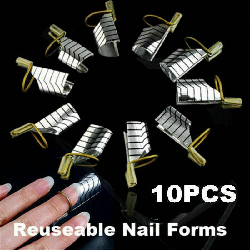 10Pcs Reusable French Tips Nail Art Extension Guide Form Tool UV Gel Acrylic DIY