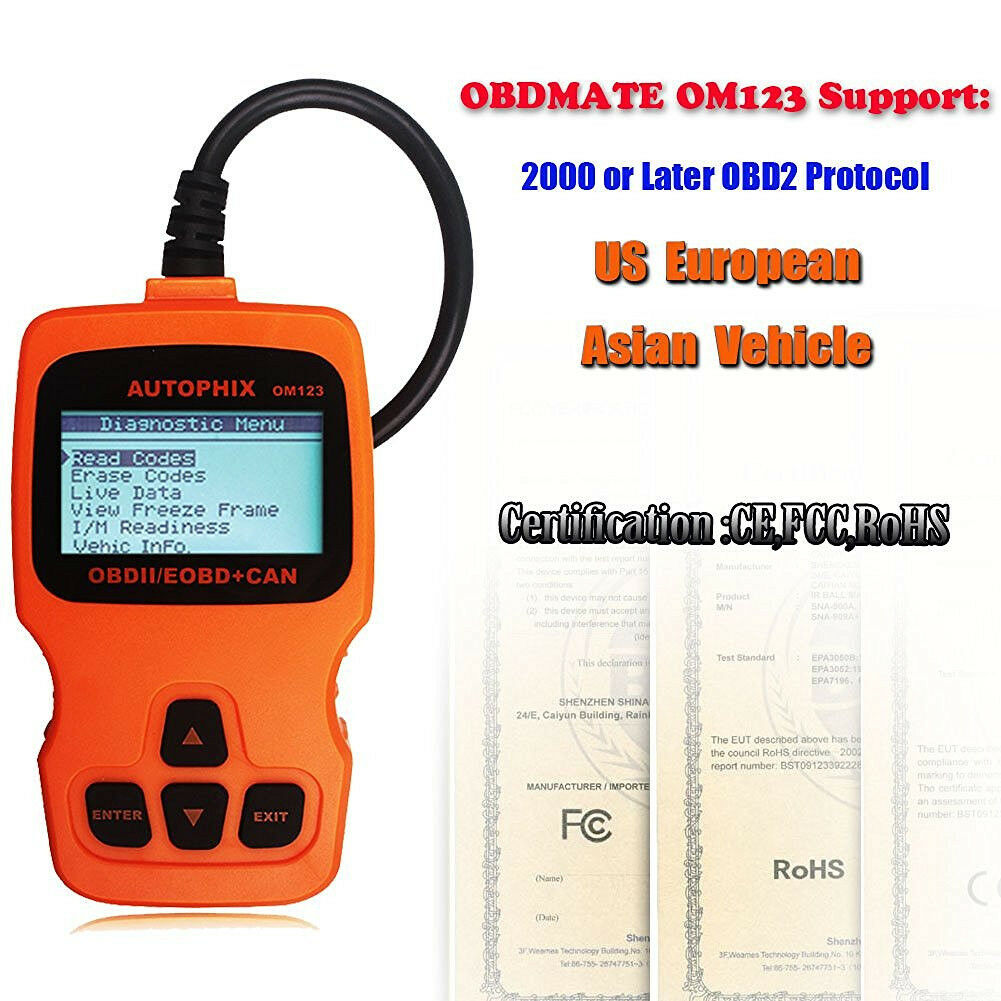 Newest OM123 EOBD OBD2 OBDII Car Scanner Code Reader Auto Engine Diagnostic Tool