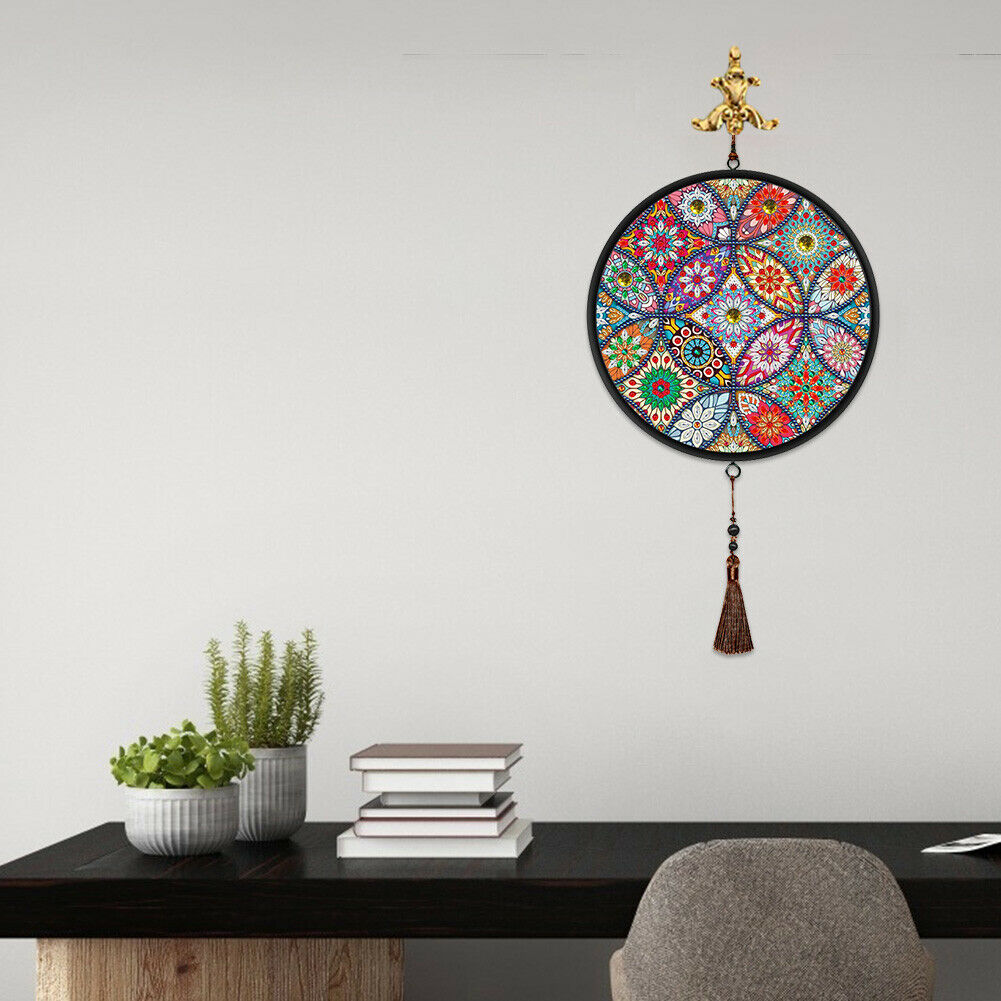 Mandala Pendant Coffee Tassel DIY Diamond Painting Special Shape Home Mural @
