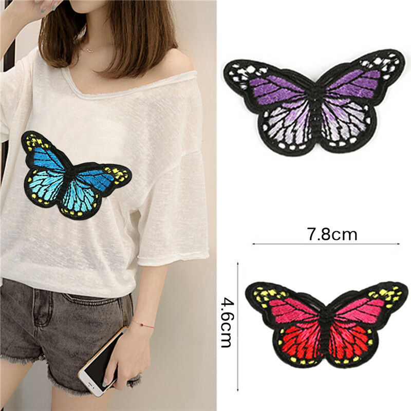 5PCS Embroidery Butterfly Embroidered Sew On Patch Badge Fabric Applique D.l8