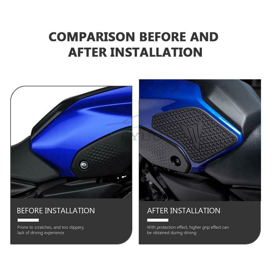 Pair Rubber Motorcycle Side Fuel Tank Pad Trim Stickers For Yamaha MT-07 2021-