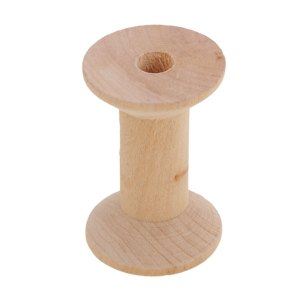 30Pcs Natural Wooden Empty Thread Spools DIY