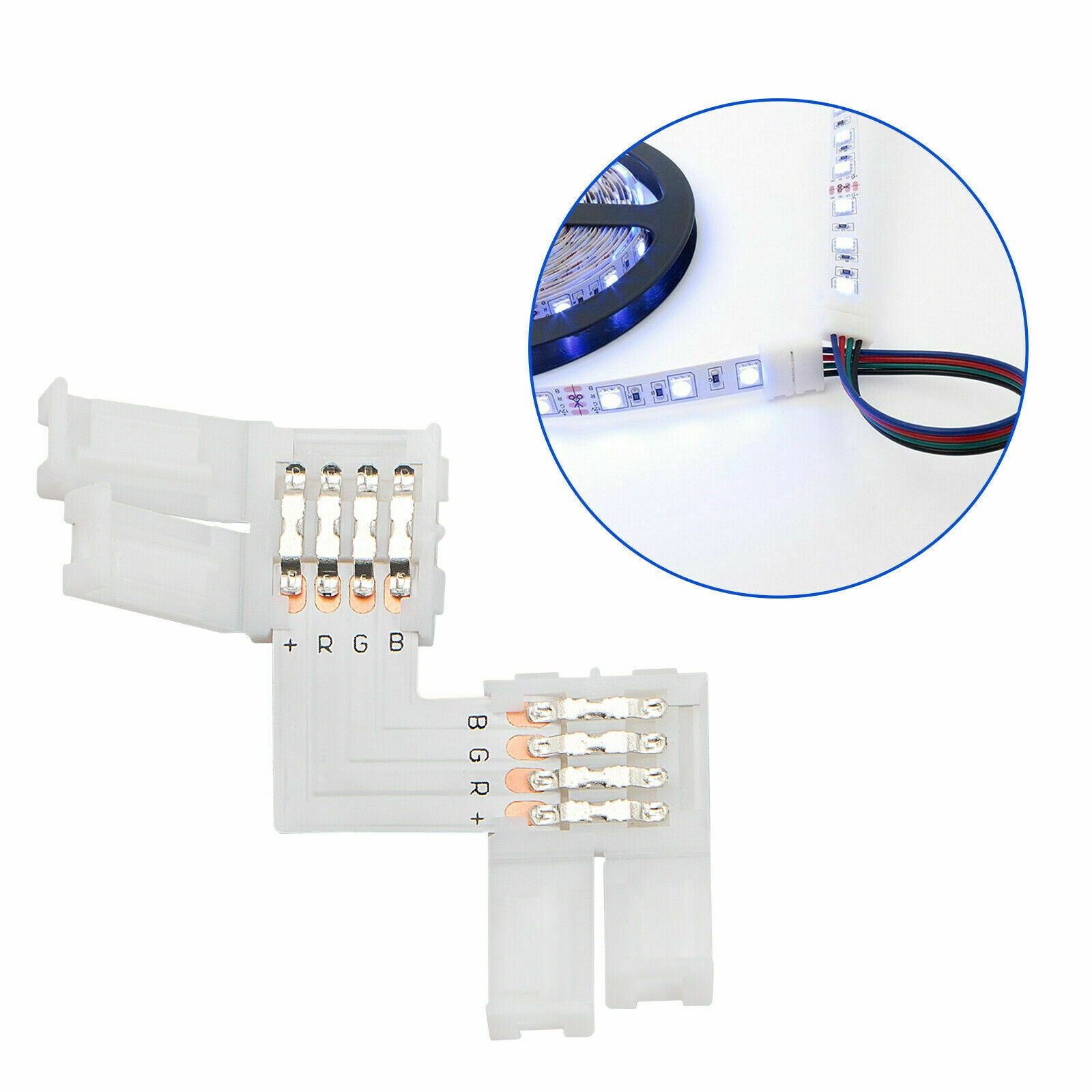 10X 10mm L-Shape 4pin Corner Connector Adapter for 5050/3528 LED RGB Strip Light