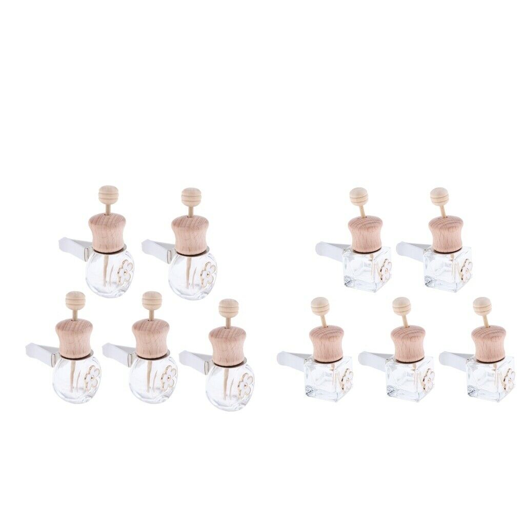 10 Pcs Mini Glass Bottles Car Vent Clip Air Freshener Elegant Perfume Oil