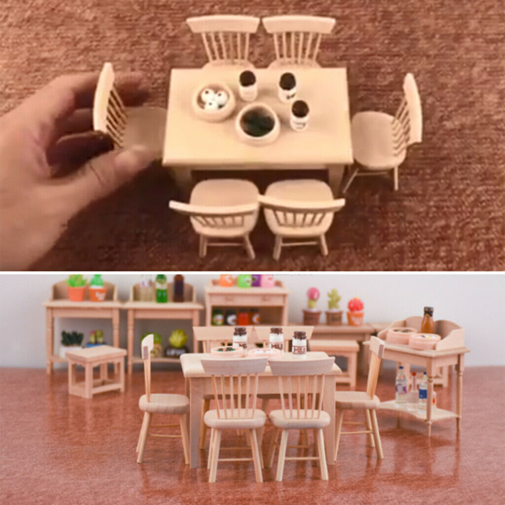 3x 1/12 Miniatures Furniture Handmade Mini Scene Dining Room Decoration