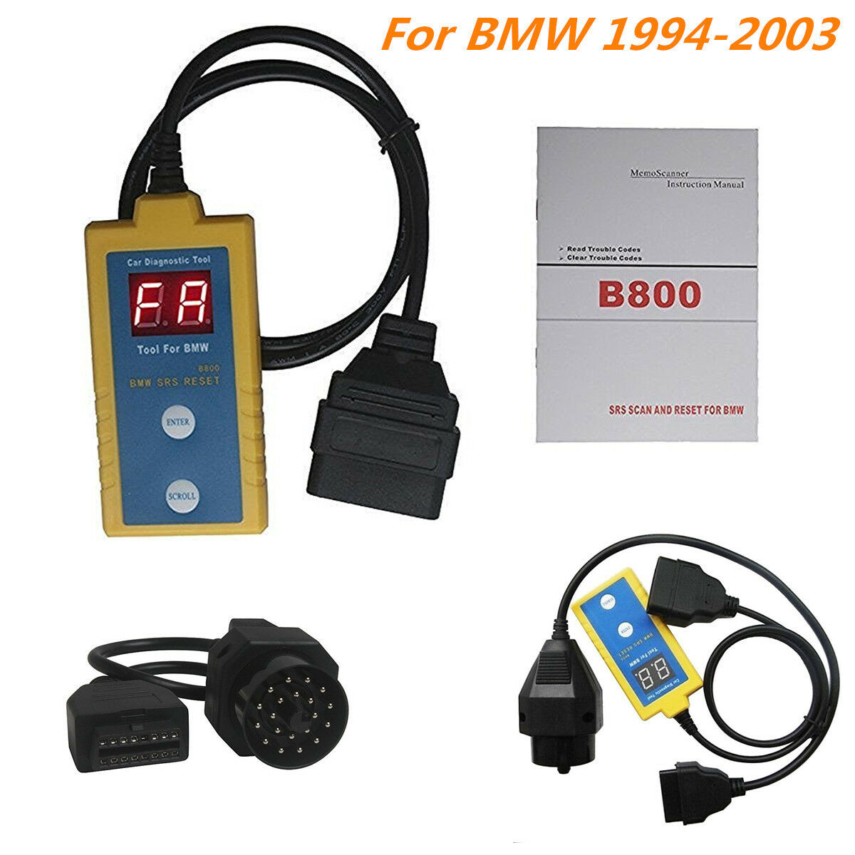 B800 Car Airbag Scan/Reset SRS Reset Scanner ODB 2 Diagnostic Tool For BMW 20Pin